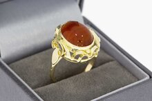 14 karaat gouden Retro ring met Carneool - 18,4 mm