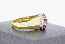 14 Karaat gouden Entourage ring met Diamant en Robijn- 18,7 mm