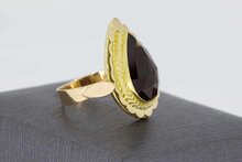 14 Karaat gouden Retro ring met Granaat - 17,5 mm