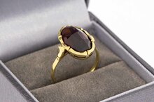 14 Karaat geel gouden Vintage ring met Granaat - 17,4 mm