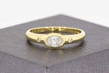 14 Karaat gouden Solitair ring gezet met Zirkonia - 19,4 mm