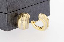 14 Karaat bicolor gouden gefigureerde Bol clip - Creolen