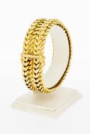Gevlochten 18 Karaat brede gouden armband - 19,7 cm