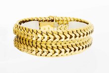 Gevlochten 18 Karaat brede gouden armband - 19,7 cm