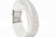 18 Karaat wit gouden brede Plaatjes armband - 19,1 cm