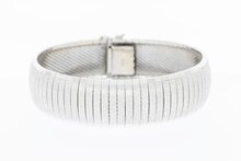 18 Karaat wit gouden brede Plaatjes armband - 19,1 cm