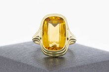 14 Karaat gouden Vintage Markies ring gezet met Citrien