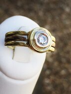 14 Karaat bicolor gouden Solitair ring gezet met Diamant