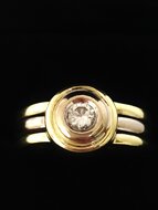 14 Karaat bicolor gouden Solitair ring gezet met Diamant