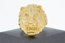 Leeuwekop 18 Karaat gouden ring - 24,4 mm