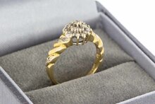 9 Karaat (geel) vintage Taart ring gezet met Zirkonia