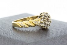 9 Karaat (geel) vintage Taart ring gezet met Zirkonia