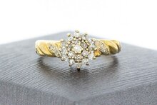 9 Karaat (geel) vintage Taart ring gezet met Zirkonia