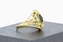 14 Karaat gouden Entourage ring met Diamant en Saffier - 15,9 mm