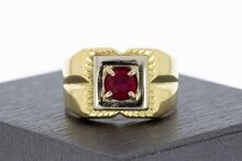 14 Karaat bicolor gouden Robijn Statement ring - 19 mm