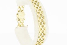 Brede 14 karaat gevlochten gouden armband - 19 cm.