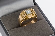 18 Karaat gouden Pinkring met Diamant - 16,7 mm