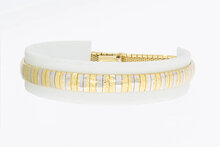 14 Karaat bicolor gouden Plaatjes schakelarmband - 19,1 cm