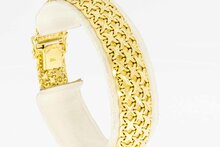 Gevlochten 18 Karaat geel gouden armband - 18,9 cm