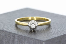 14 Karaat gouden Solitair ring gezet met Diamant- 16,9 mm