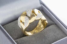 18 Karaat geel gouden Bandring met Diamant - 17,6 mm