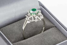 14 Karaat gouden Smaragd ring met Saffier - 17,4 mm