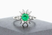 14 Karaat gouden Smaragd ring met Saffier - 17,4 mm