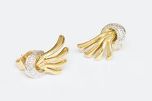 14 Karaat bicolor gouden oorstekers gezet met Diamant
