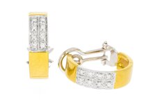 18 Karaat bicolor gouden Creolen gezet met Diamant