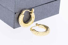 14 Karaat geel gouden bewerkte Creolen - diameter 16,9 mm