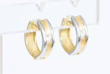 Bicolor 14 Karaat gouden Creolen met Diamant - 1,5 cm