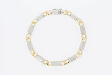 14 Karaat bicolor gouden platte Koningsarmband - 23,3 cm