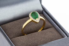 18 karaat gouden Smaragd ring - 17,8 mm