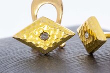 18 Karaat gouden gefigureerde Manchetknopen met Diamant