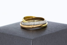 18 karaat tricolor Crossover gouden ring - 16,9 mm