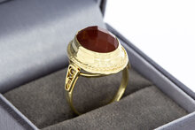 Vintage 14 Karaat gouden Carneool ring - 17,2 mm