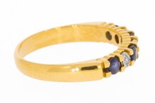 18 Karaat gouden ring met Saffier en Diamant - 15,8 mm