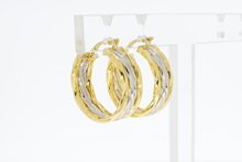18 Karaat bicolor gouden oorbellen - 2,2 cm
