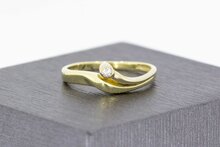 14 Karaat gouden Solitair ring met Zirkonia- 16,5 mm