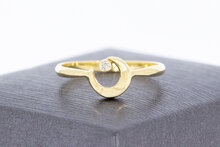 14 Karaat gouden Halve Maan ring met Diamant - 18 mm