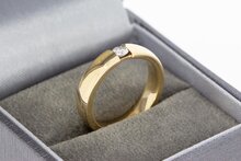 14 Karaat geel gouden Solitair ring gezet met Diamant - 16,3 mm