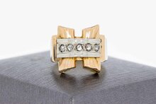 18 Karaat tricolor gouden Vintage ring met Diamant - 16,9 mm