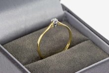 14 karaat gouden Solitaire diamant ring - 17 mm