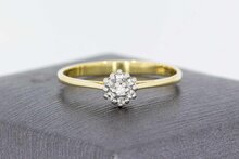 14 Karaat gouden Rozet diamant ring - 18,2 mm