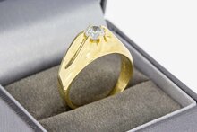 18 Karaat gouden Pinkring met synthetische Diamant - 19,7 mm