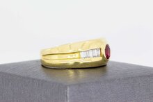14 Karaat geelgouden ring met Robijn en Diamant - 19 mm