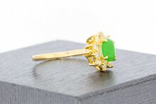 18 Karaat gouden Smaragd ring met Diamant - 17 mm