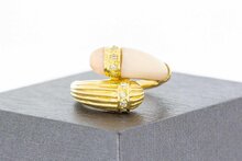 18 Karaat gouden Slagring met Opaal en Diamant - 17 mm