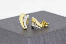 14 Karaat bicolor gouden oorstekers met Diamant - 9,4 mm