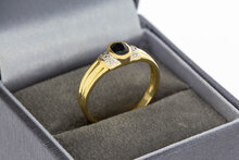 Saffier ring met Diamant 18 karaat goud - 17,9 mm